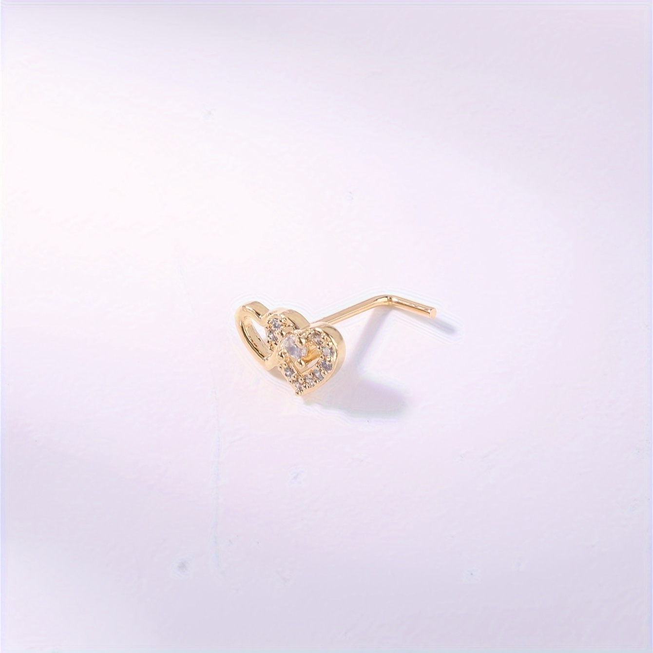 Women's Elegant Heart-Shaped Nose Stud with Cubic Zirconia
